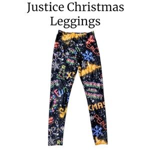 Justice Christmas Multi-Colored Leggings Girls Size 12